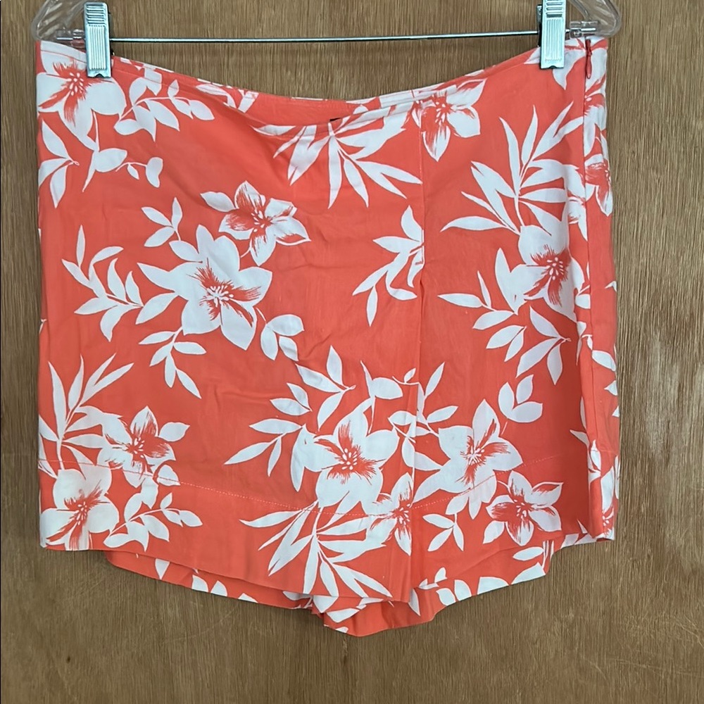Floral Orange and White Fabric Shorts